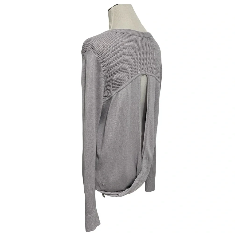Lululemon Back to Balance Long Sleeve Cashlu Iced Iris Open Back Sweater